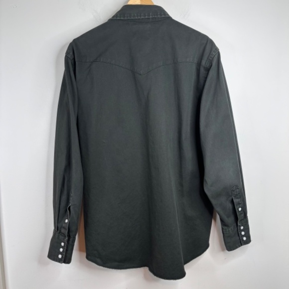 Wrangler Pearl Snap Shirt XL Green Brush Popper Thick Cowboy Western Utility 90s - Picture 4 of 10